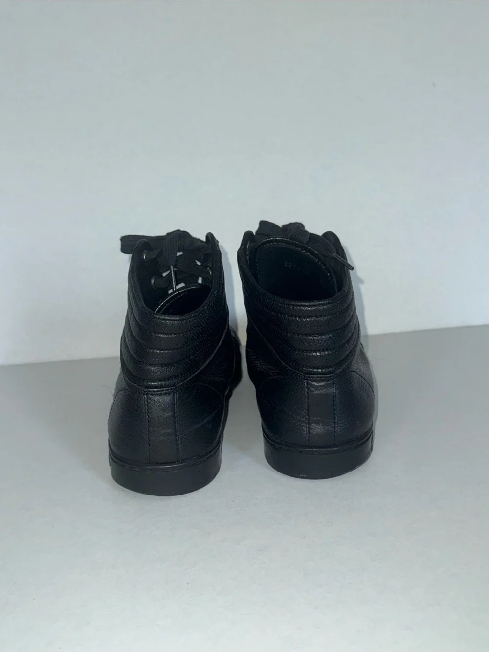 Gucci Black Leather Web High Top Sneakers